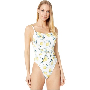 image:imageJessica Simpson Gardenia Paradise Tie Waist OnePieceLemon Pattern Tie Waist