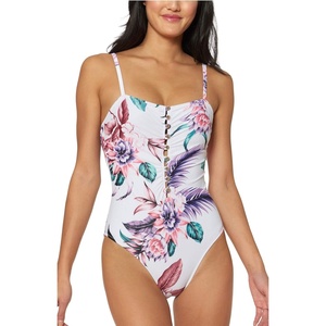 image:imageJessica Simpson Gardenia Paradise Tie Waist OnePieceWhite Multi