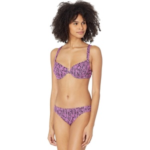 image:imageJessica Simpson Snake Charmer Side Shirred Hipster BottomsFuchsia Underwire Bikini Top