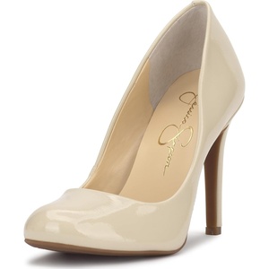 image:imageJessica Simpson Womens Calie Classic PumpsSoft Ivory Crinkle Patent