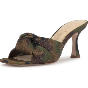 image:imageJessica Simpson Womens Evirra Knotted High Heel SandalsForest Camo Satin