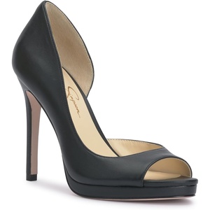 image:imageJessica Simpson Womens Kimli Peep Toe PumpsBlack Italia Nappa
