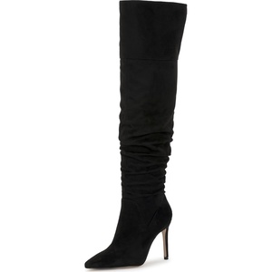 image:imageJessica Simpson Womens Olyra Over The Knee Slouch BootsBlack Stretch Microsuede