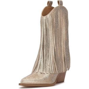 image:imageJessica Simpson Womens Paredisa Embellished Fringe Western BootiesChampagne Shimmer Sand
