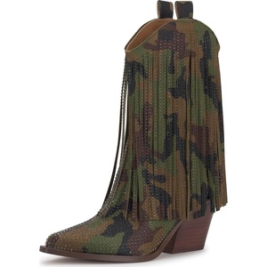image:imageJessica Simpson Womens Paredisa Embellished Fringe Western BootiesForest Camo Satin