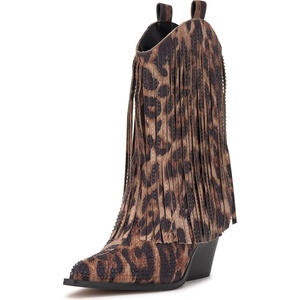 image:imageJessica Simpson Womens Paredisa Embellished Fringe Western BootiesNatural Leopard