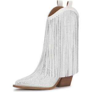 image:imageJessica Simpson Womens Paredisa Embellished Fringe Western BootiesWhite