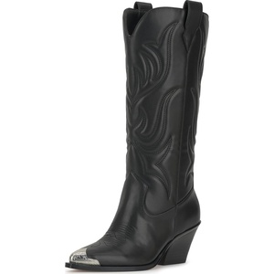 image:imageJessica Simpson Womens Zuliena Pointed Cap Toe Western BootsBlack Faux Soft Nappa Silk