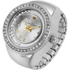 image:imageJessica Simpson Womens Adjustable Ring Watch  Crystal Bezel Quartz Analog Mini Dial Stretch Band Fashion Jewelry AccessorySilver