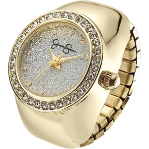 image:imageJessica Simpson Womens Adjustable Ring Watch  Crystal Bezel Quartz Analog Mini Dial Stretch Band Fashion Jewelry AccessoryGold