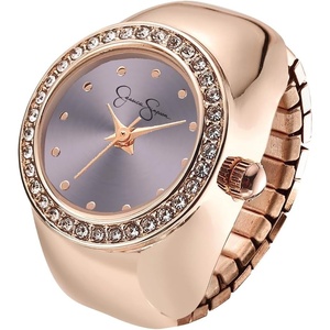 image:imageJessica Simpson Womens Adjustable Ring Watch  Crystal Bezel Quartz Analog Mini Dial Stretch Band Fashion Jewelry AccessoryRose Gold  Purple